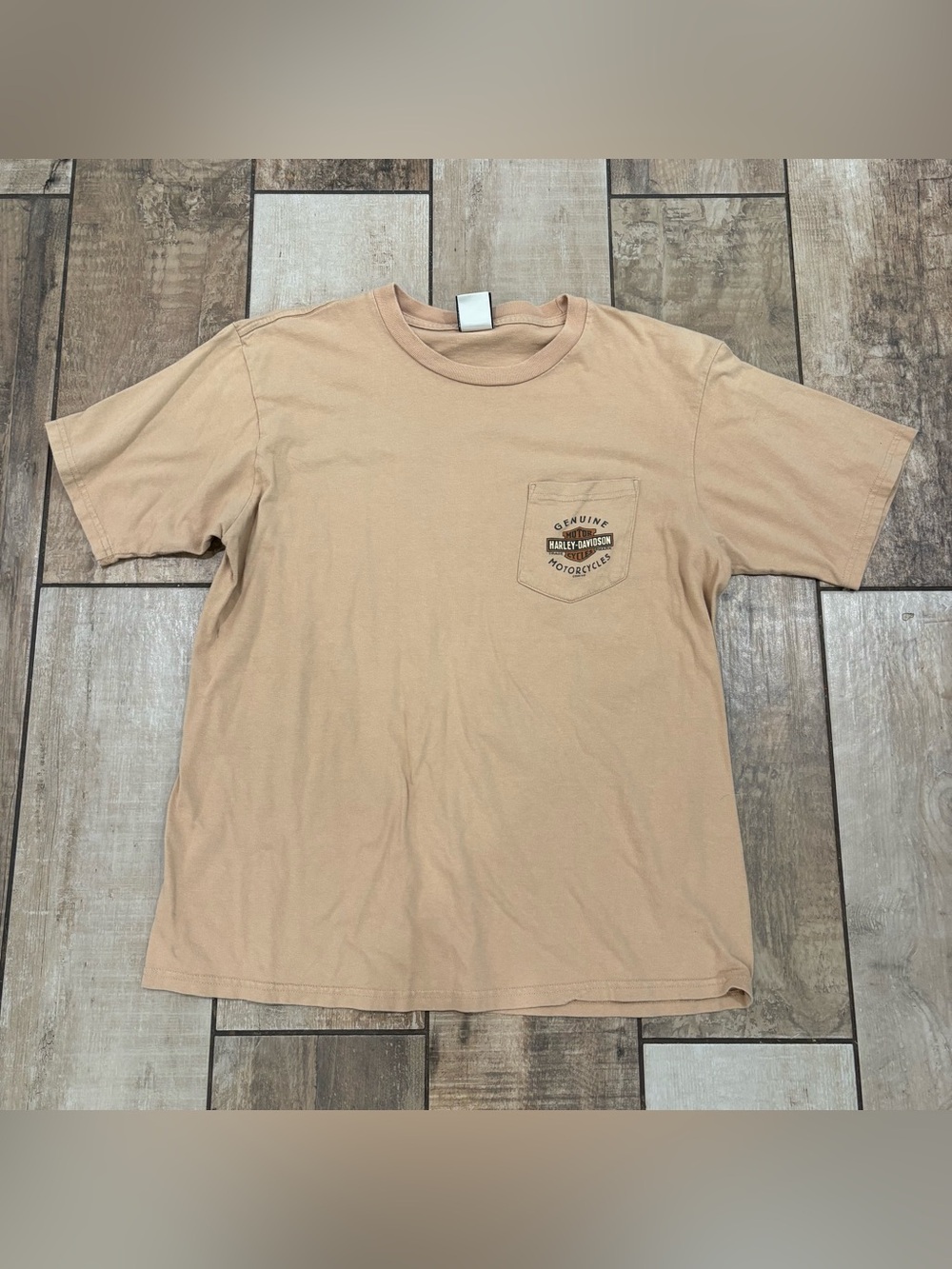 VTG Y2K 2007 Harley Davidson tan pocket t-shirt British Columbia size XL
